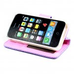 Wholesale iPhone 4S / 4 Square Flip Leather Wallet Case (Purple)